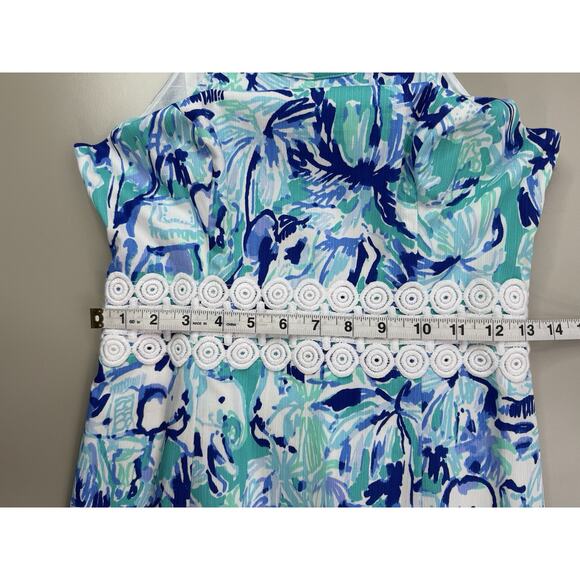 Lilly Pulitzer Ashlyn Shift Dress 00 Turquoise Blue Elephant Appeal Tropical - Picture 9 of 16